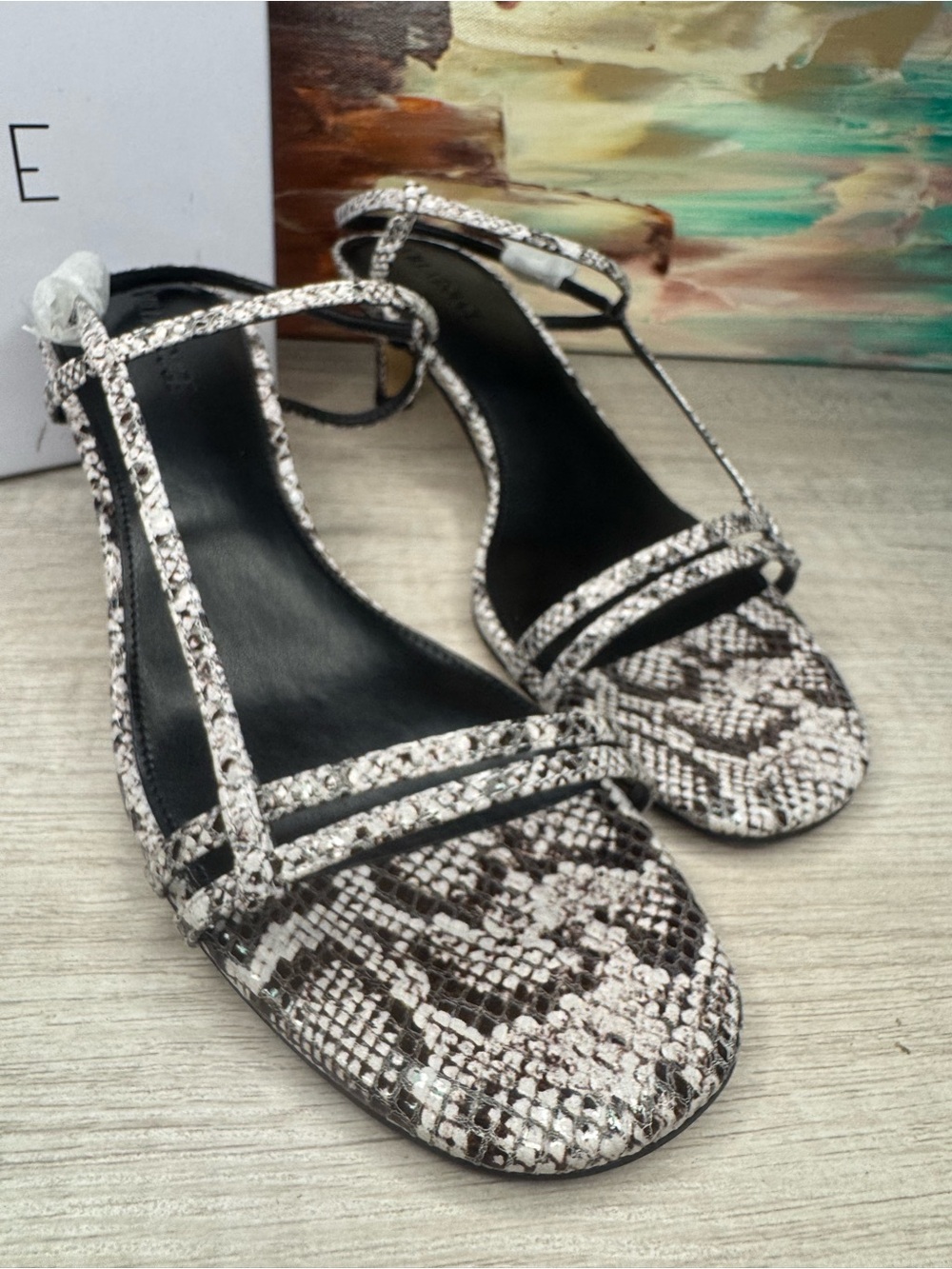 VR-DESI Snakeskin Leather Strappy Kitten Heel Sandals Size 8.5